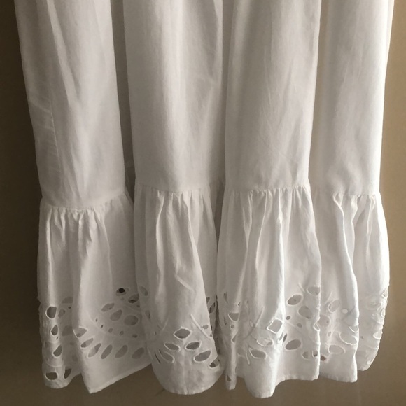 French Connection White Ancolie Border Button Front Sleeveless Eyelet Mini Dress - Picture 9 of 12